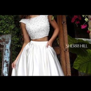 White Sherri hill prom dress